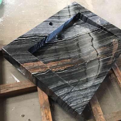 Ancient wood marble sink stone basin black marble basin