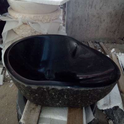 rough surface basin black stone sink art wash basin